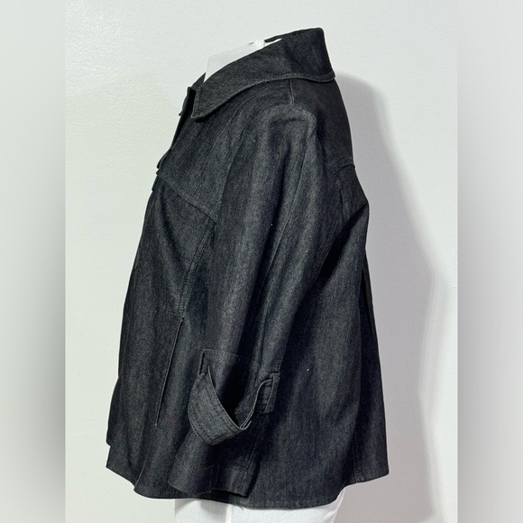 Sandro Sportswear Blazer Jacket Women's M Black Flared Waist Button Up - Picture 3 of 4